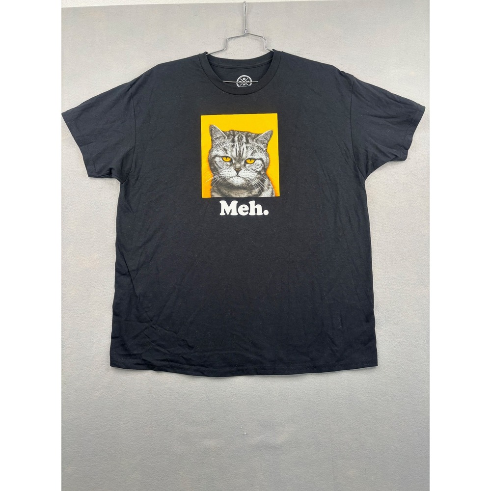 D&M Its About The Art Mens XL Black Meh Cat Graphic T-Shirt Cotton Short Sleeve